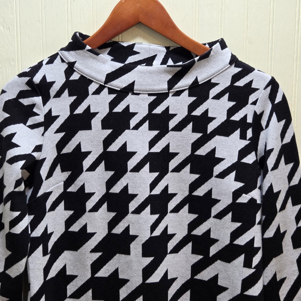 Talbots Sweater Womens Petite Small Gray Houndstooth Boat Neck‎ Knit Pullover
